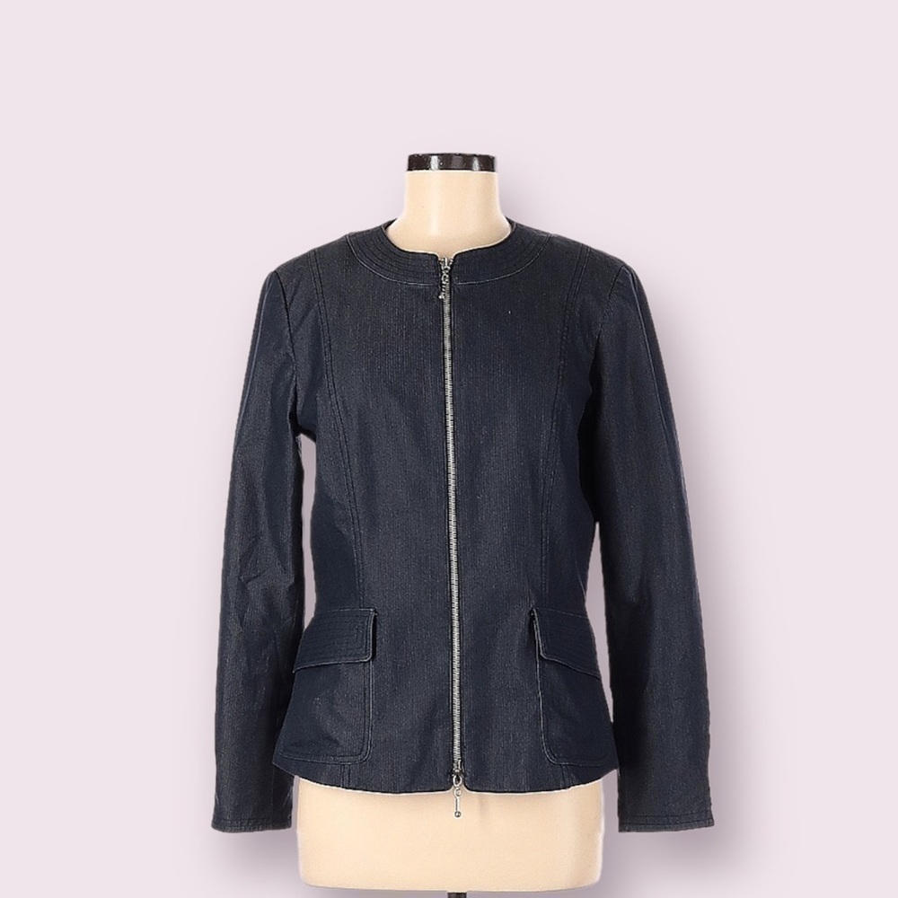 J'ENVIE New York Front Zipper Two Pockets Jacket Blazer Cotton Blend. Size 8